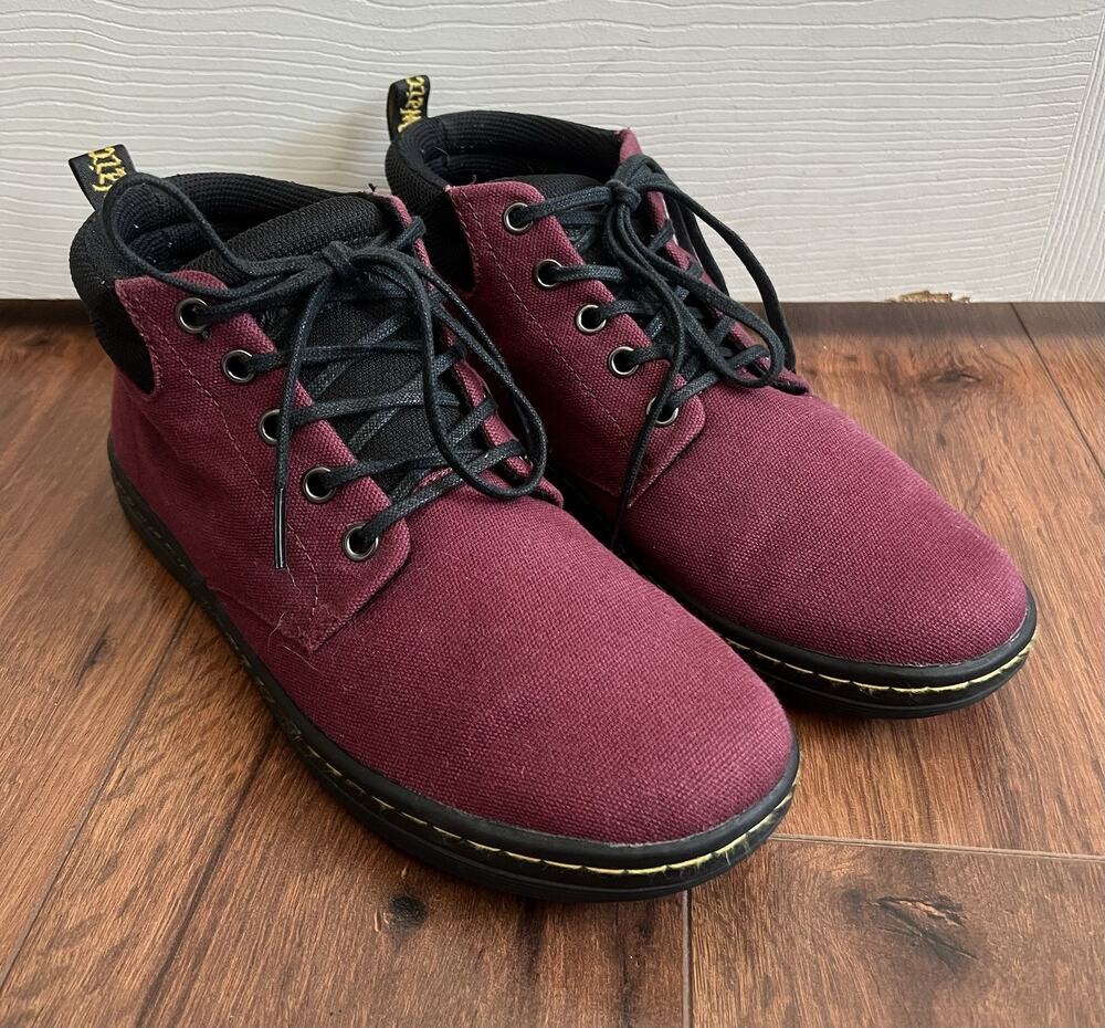 DR. MARTENS Women's Cherry Canvas 5-Eye Lace-Up Chukka Ankle Boots Shoes Sz 9